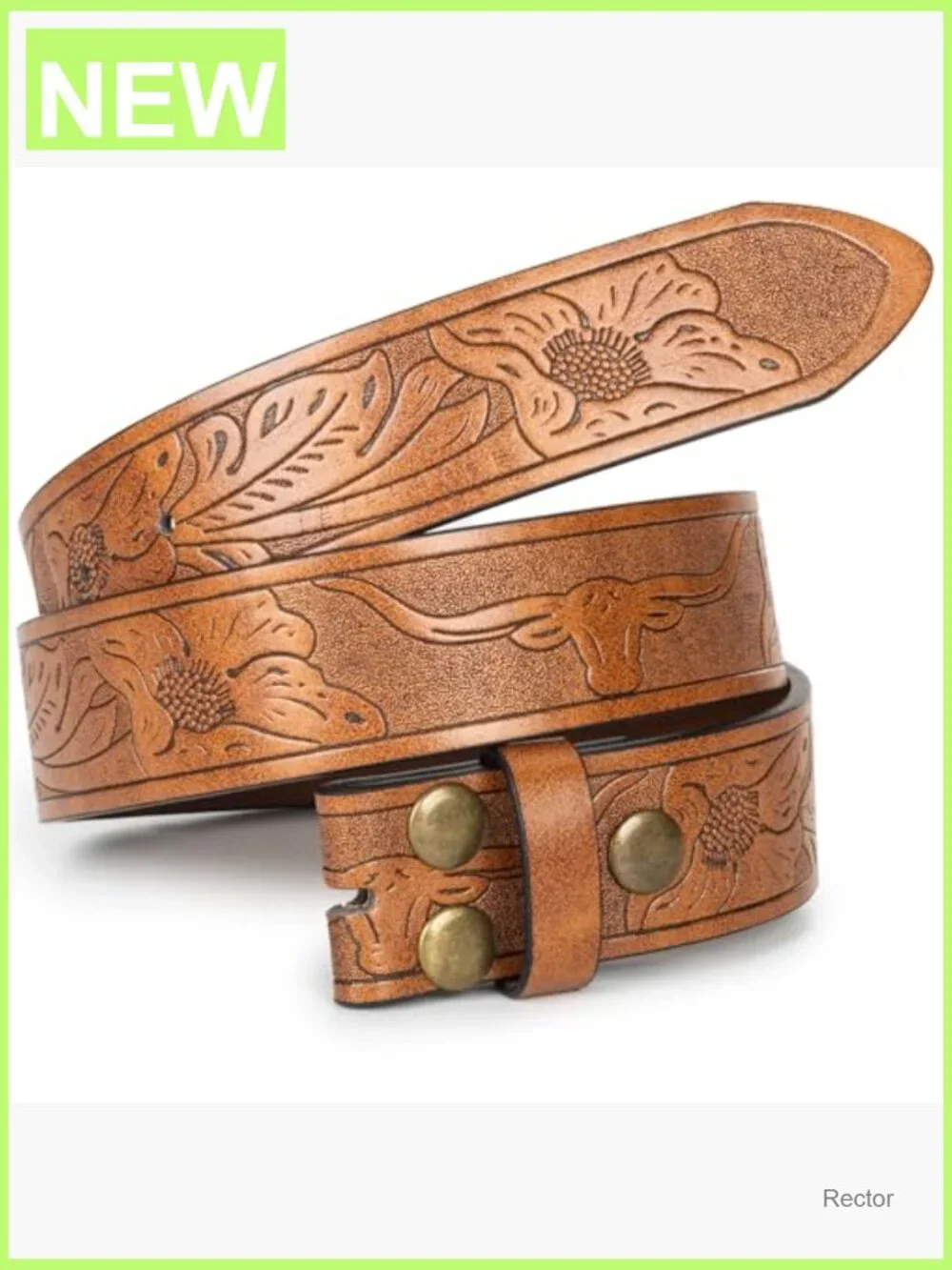 Vintage Western Belt Strap without Buckle Cowboy PU Leather 1-1/2